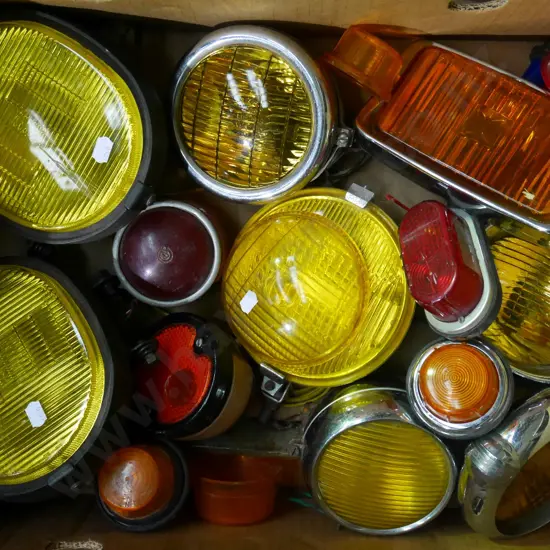 box of automotive coloured head lights