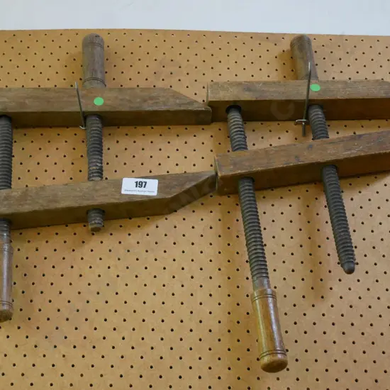 2x vintage wooden clamps