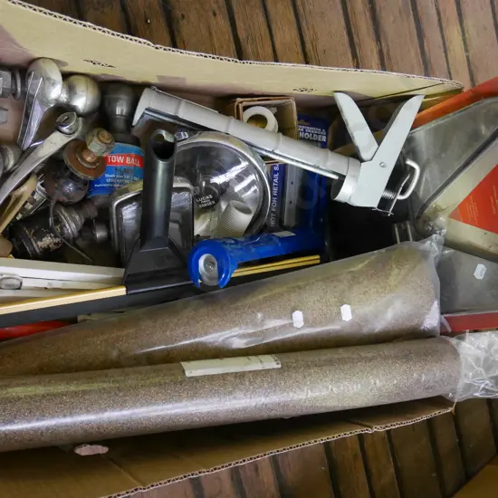 box; rolls of cork rubber adhesive, mug guards etc