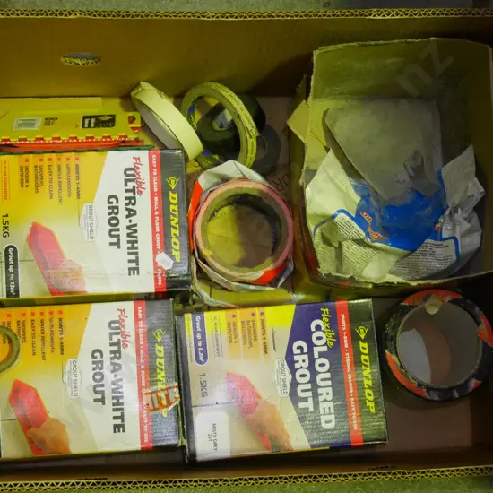 box; grout, tape etc