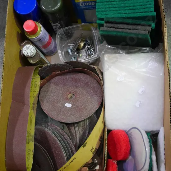 box; scouring pads, seals, sanding discs etc