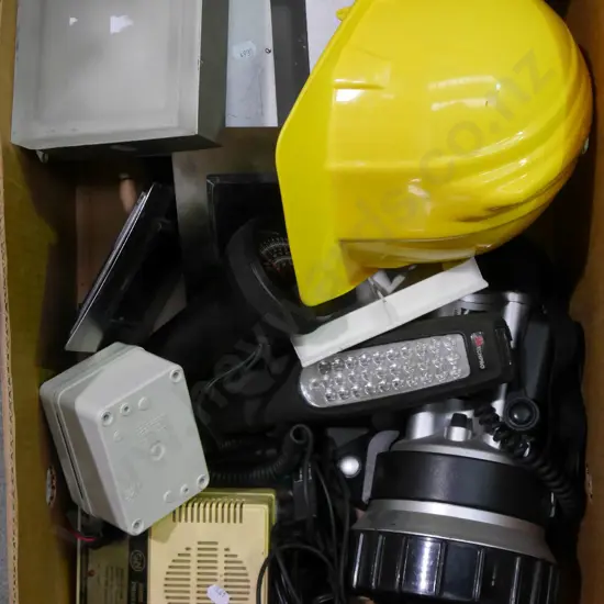 box; trouble light, torch, soldering iron etc