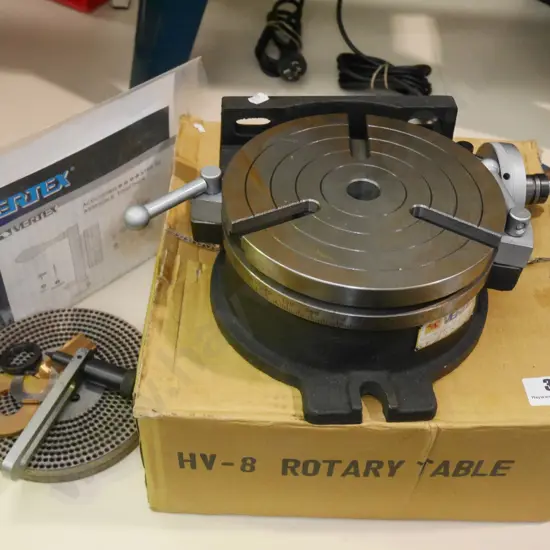 as-new Vertex HB-8 milling machine rotary table with additional accessories