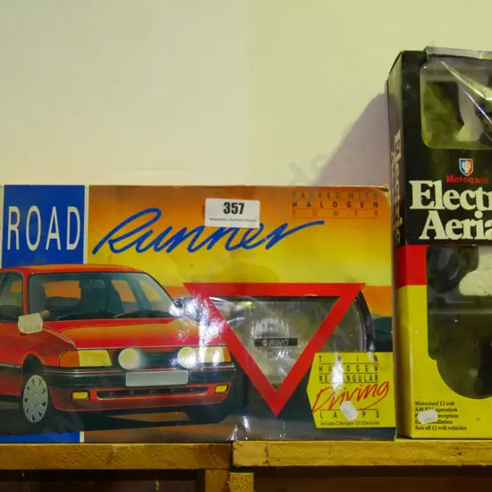 box; halogen driving lights, electric car aerial