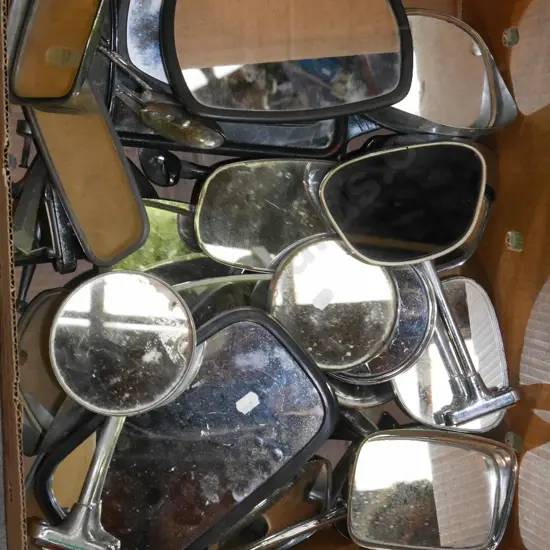 box of various automotive wing mirrors