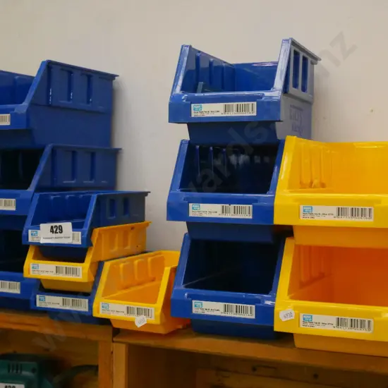 various stackable plastic tubs