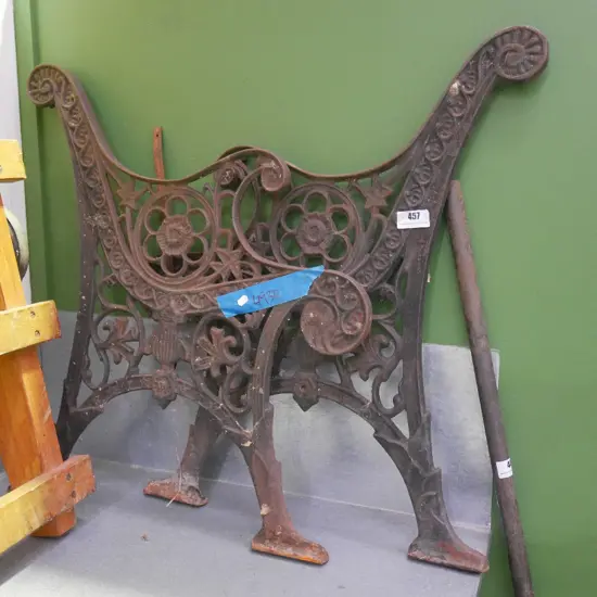 2 Victorian cast iron bench seat ends