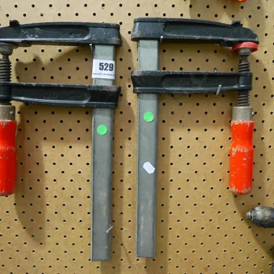 pair of F clamps - green dots
