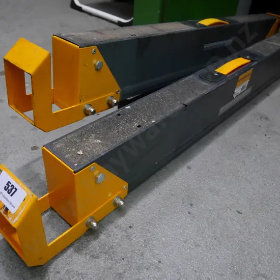 pair of Tough Built metal collapsable saw horses - 1 needs repair