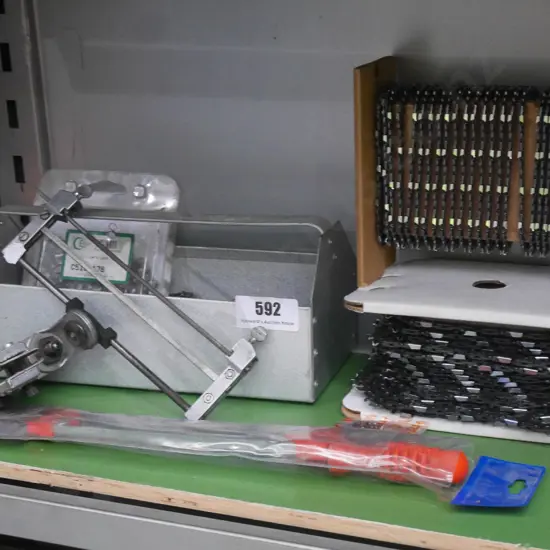 chainsaw chains, sharpener, files
