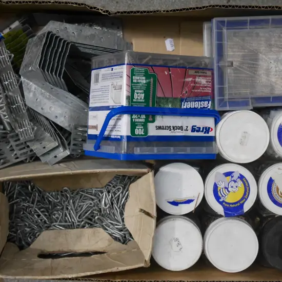 box; nails, screws, joist hangers etc