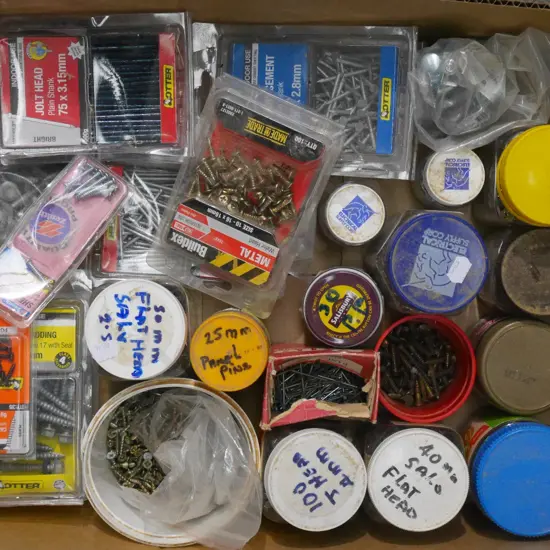 box; nails, screws etc