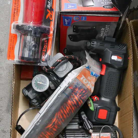 box; air compressor, tow rope, air horn etc