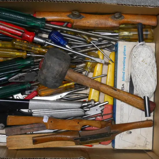 box; spoke shaves, riveters etc