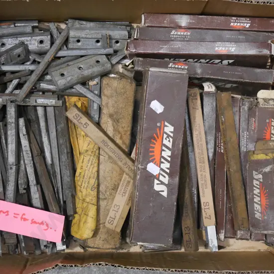 box; various roughing stones for cylinder borers