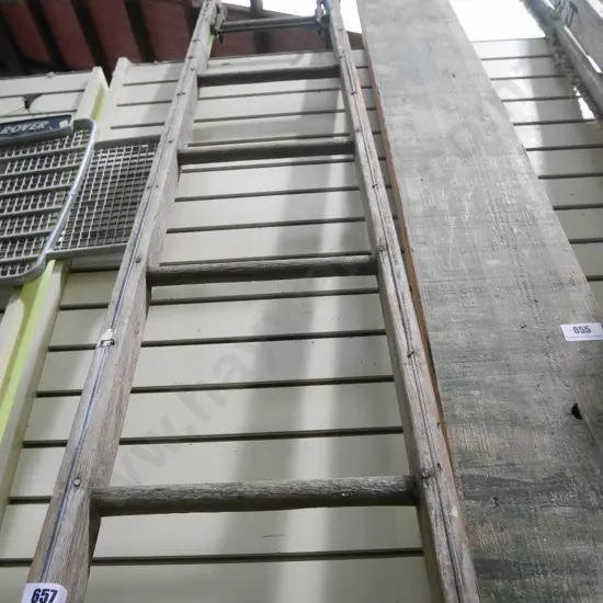 part wooden extension ladder