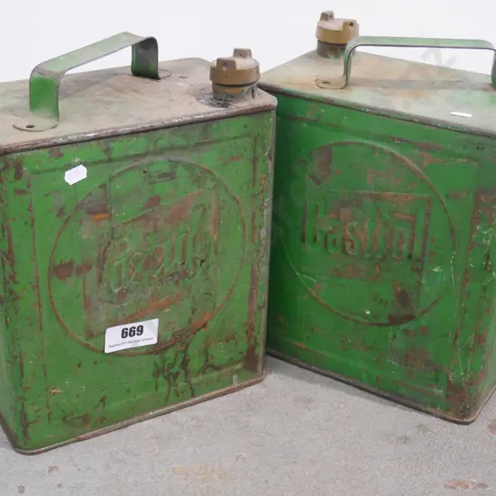 2 vintage Catrol oil cans