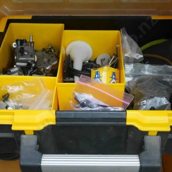 tool box and contents; model air plane parts