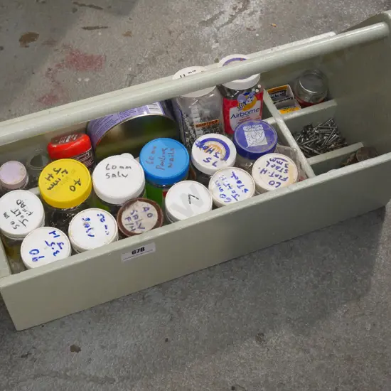 wooden box of nails and panel pins