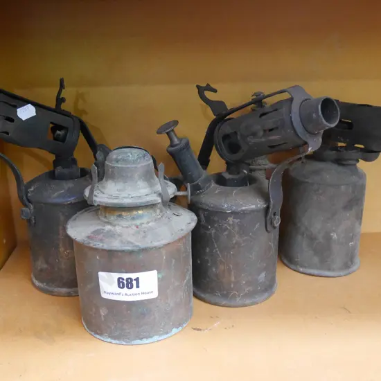 vintage brass blow torches, part kerosene lantern