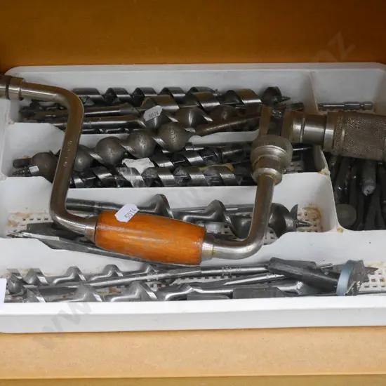 brace and cutlery tray of auger bits