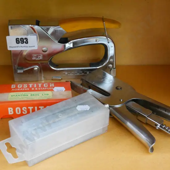 3 staplers, staples