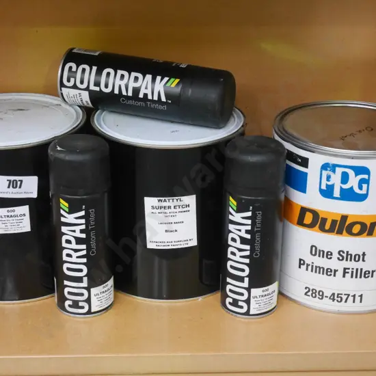 3 tins of primer, 3 spray cans