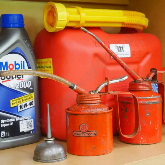 petrol container, oilers, bottle of oil