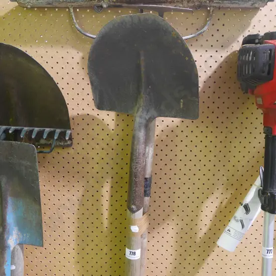 shovel, hoe, long handled rubber scraper