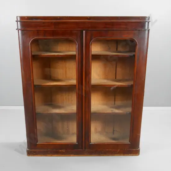 top section from mahogany bookcase chiffonier, 2 glazed doors, internal shelves - some scratches