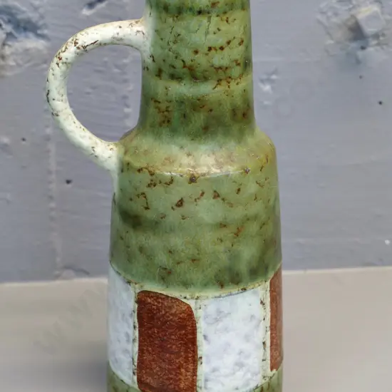 German pottery handled vase - stamped No 4072. H-275 W-140