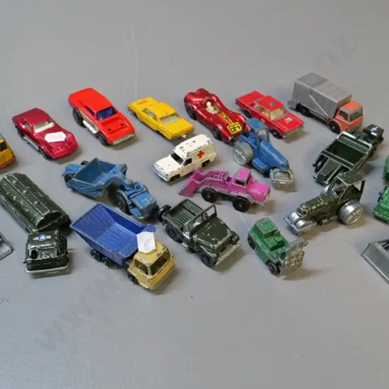 13 Fun Ho small die-cast vehicles and 7 from other makes - play worn condition