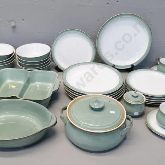 Denby Regency Green oven & dinnerware - 6 large & 6 small plates, casserole, 2 baking dishes, etc