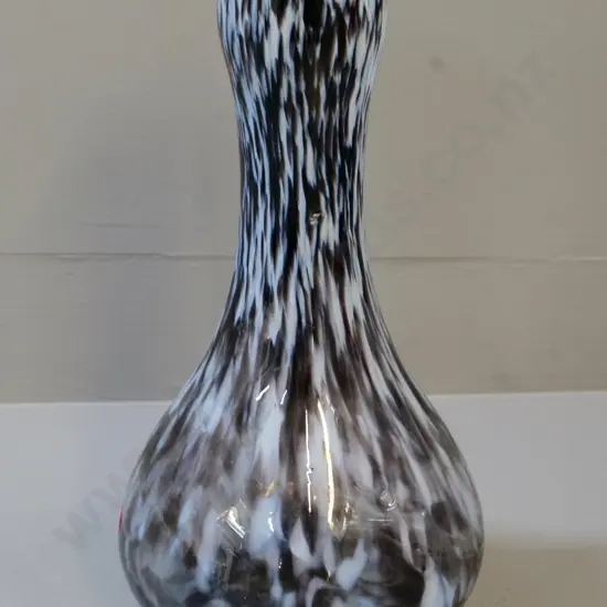 mottled grey and black art glass vase H-320