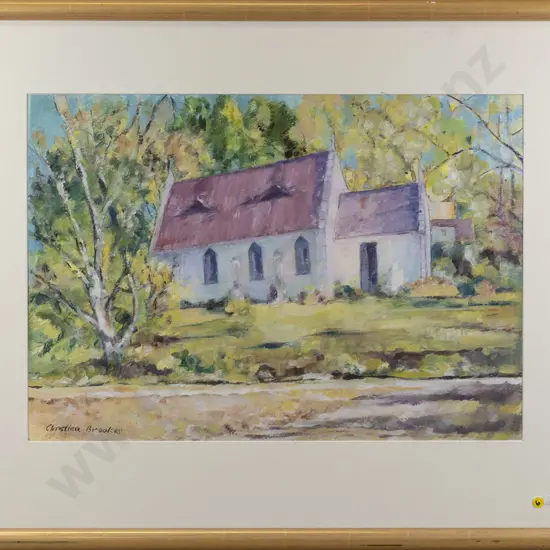 Christina Brookes - framed pastel - church H-440 W-630