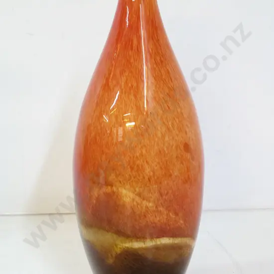 art glass vase - orange and brown splatter style H-430