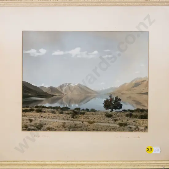 illegible signature - framed vintage photograph "Lake Ohau" H-190 W-240
