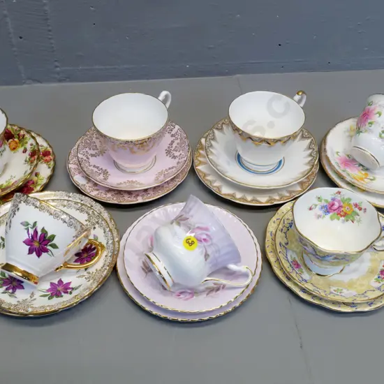 7 English trios including 2 Royal Albert, 1 Paragon, etc.