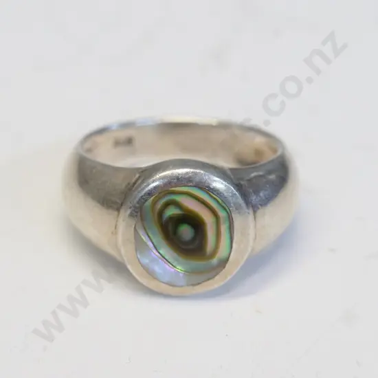 silver paua shell ring stamped 925