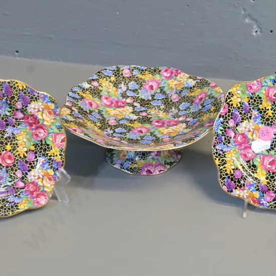 3 pieces Royal Winton AOF Hazel pattern - 2 small plates D-120 and a comport