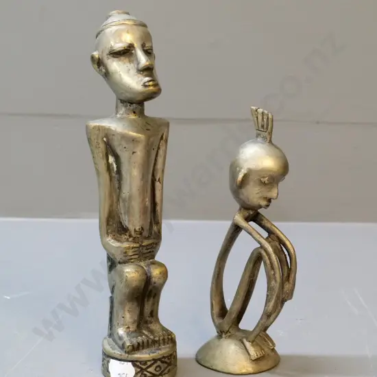 2 small cast metal (African?) figures - taller is H-220
