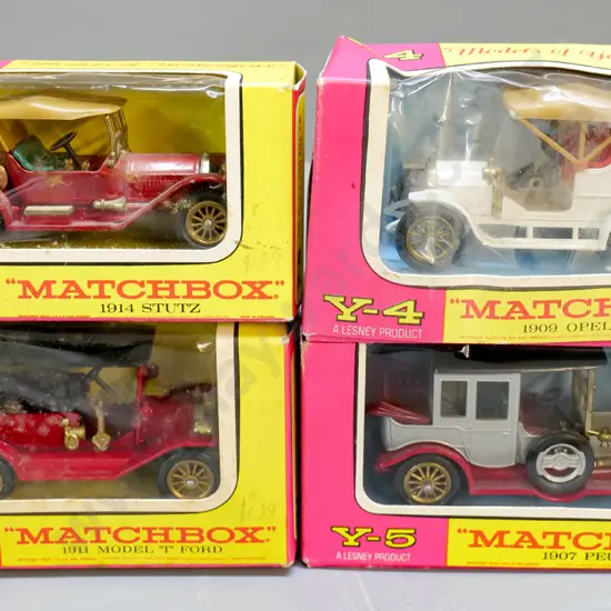 4 boxed Matchbox Models of Yesteryear die cast vintage cars
