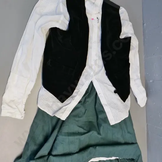 vintage costume items - Edwardian day wear skirt, underskirt, and waistcoat