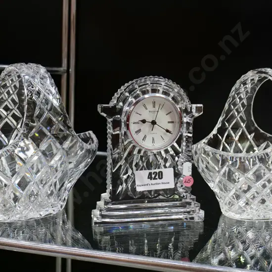 cut crystal items - 2 baskets H-200 and a bedroom clock