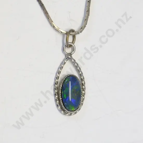 silver opal necklace stamped 925