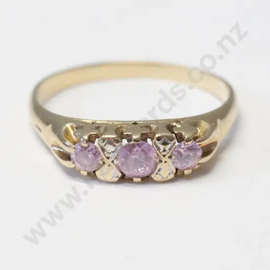 9ct pink sapphire ring stamped