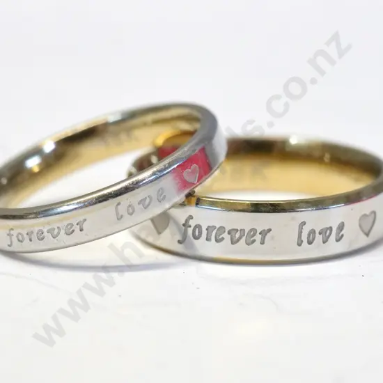 18ct matching weding rings engraved 'forever love'