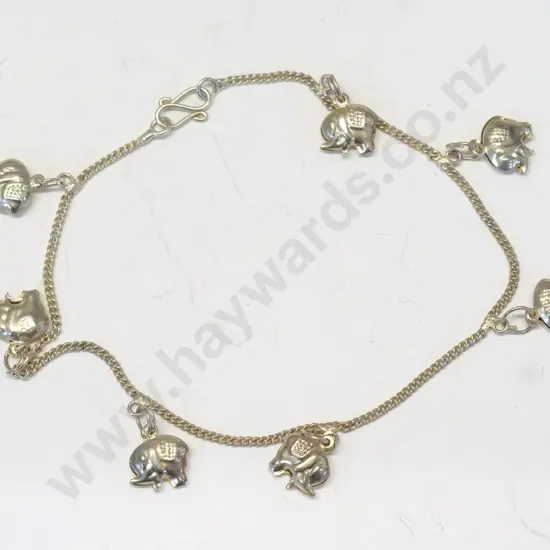 silver anklet with elephants