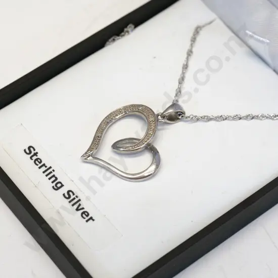 silver heart necklace stamped 925