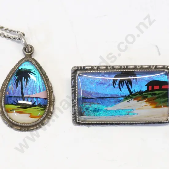 butterfly wing necklace & butterfly wing brooch both stamped TLM sterling England